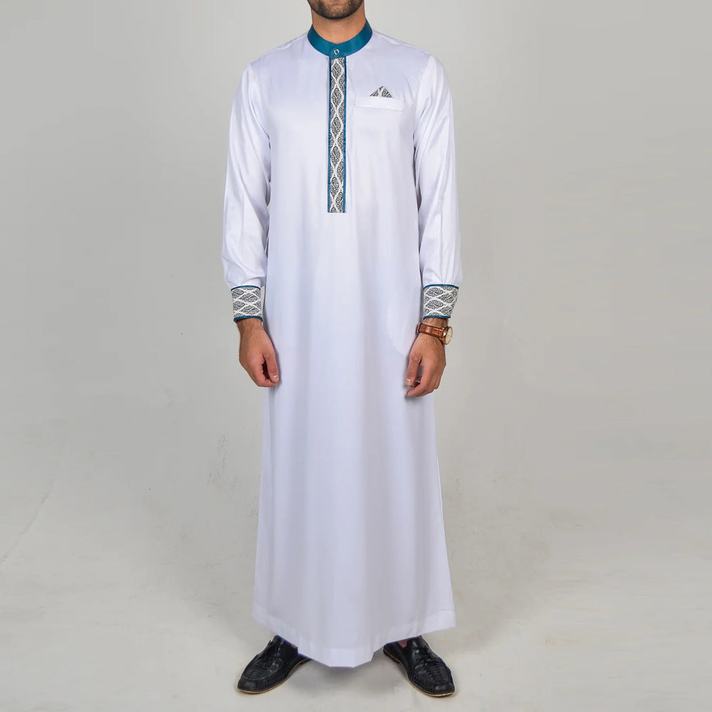 jl13 Foreign trade Muslim long-sleeved embroidered ethnic style Arab robe men's robes  abaya