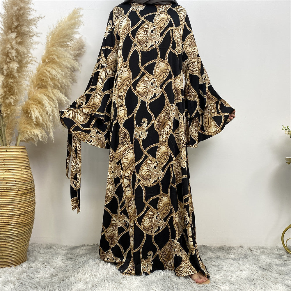 6528 printed muslim abaya dress