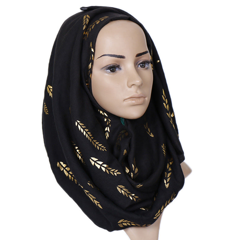 VS144 plain Gold stamping Ear of wheat hijab scarf