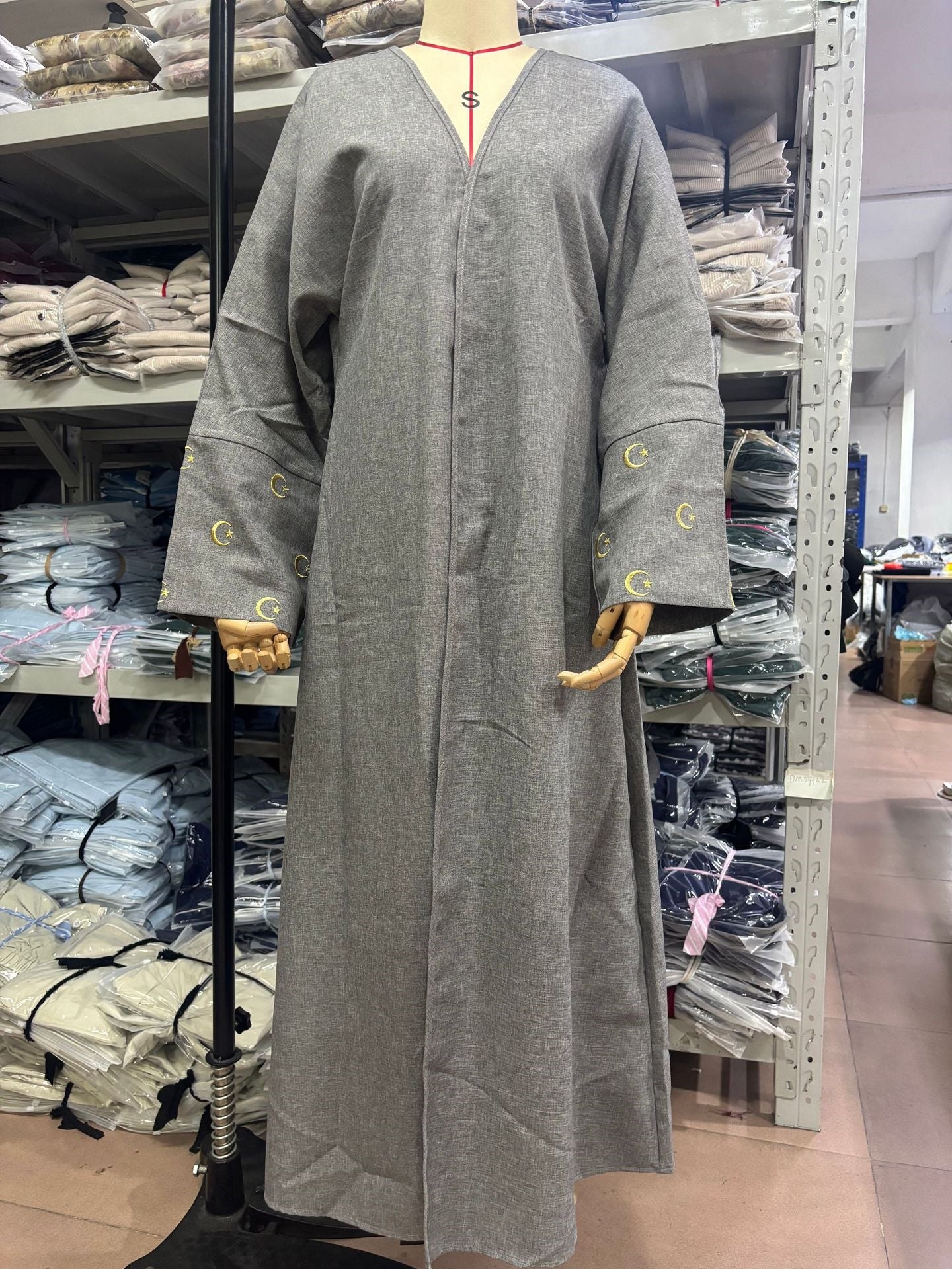 SH2537-2.0  Plain moon embroidery elegant fashionable long-sleeve dress