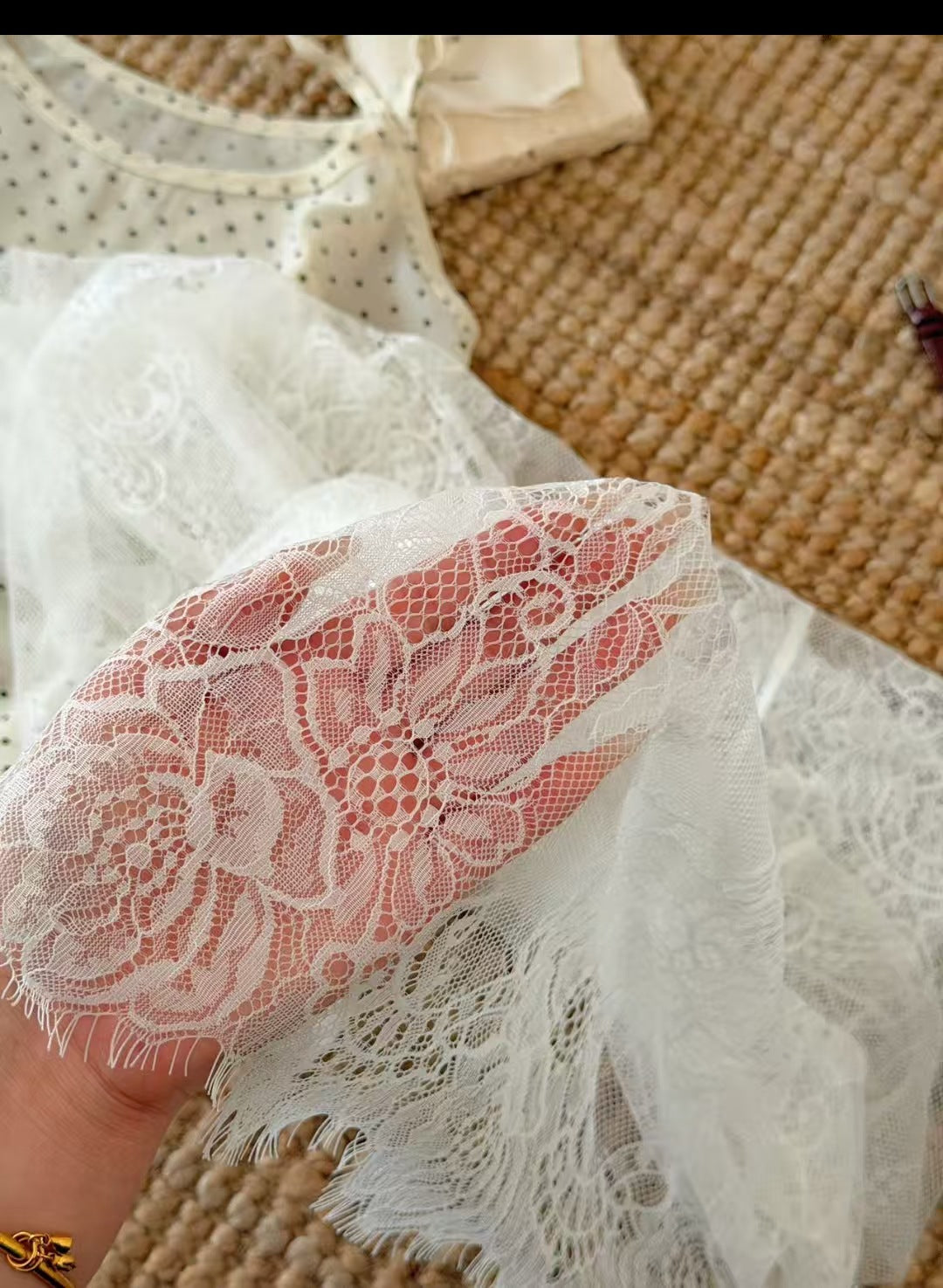 JY0160  Plain Black and White Two Tone Lace Embroidered Hijab