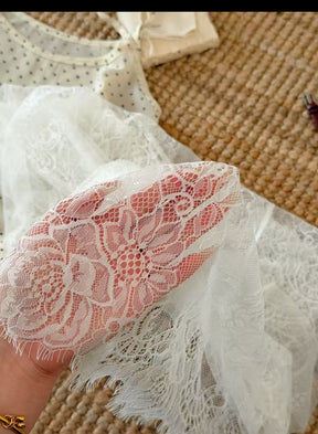 JY0160  Plain Black and White Two Tone Lace Embroidered Hijab