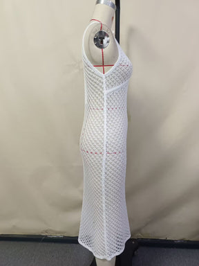 82492  Beach Dress Solid Color Sexy Knitted Beach Bikini Swimsuit (MOQ:3)
