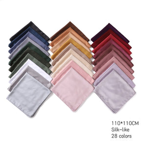 YZ104  110cm cross-border new large size breathable soft matte imitation silk color Ding pure color square scarf scarf