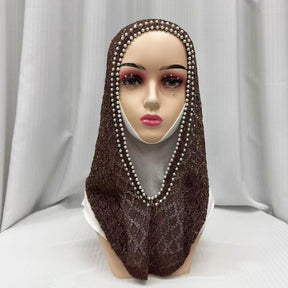 F053  Hollow-out Shiny Thread Beaded Headwrap Jersey Cap