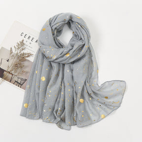 YW149 plain gold stamping cotton hijab scarf