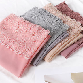 珍珠 边 Plain Chiffon Lace Hijab - Product Photo