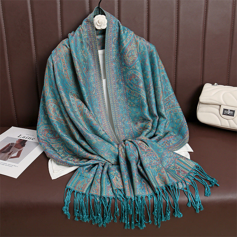 MY32 Blue Temperament Cashew Jacquard Scarf