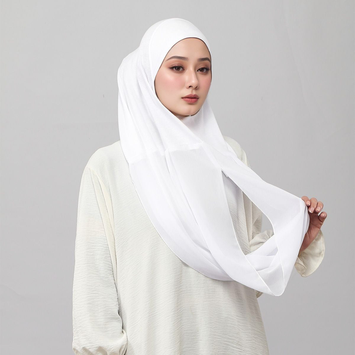 MSL262  Plain Double-Layer Chiffon Cover Hijab