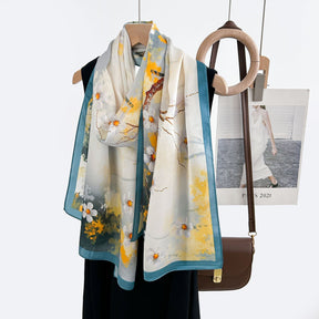 FSHHE  Elegant Versatile 100% Mulberry Silk Printed Scarf