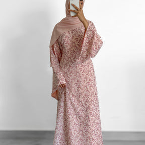 LR1324  Floral Print Plus Size Polyester Long Sleeve Dress - No Hijab