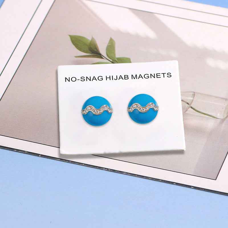 JS014-025   Crescent Moon Stars Hijab Magnetic Clasp-Plain Color MOQ: 300 pieces