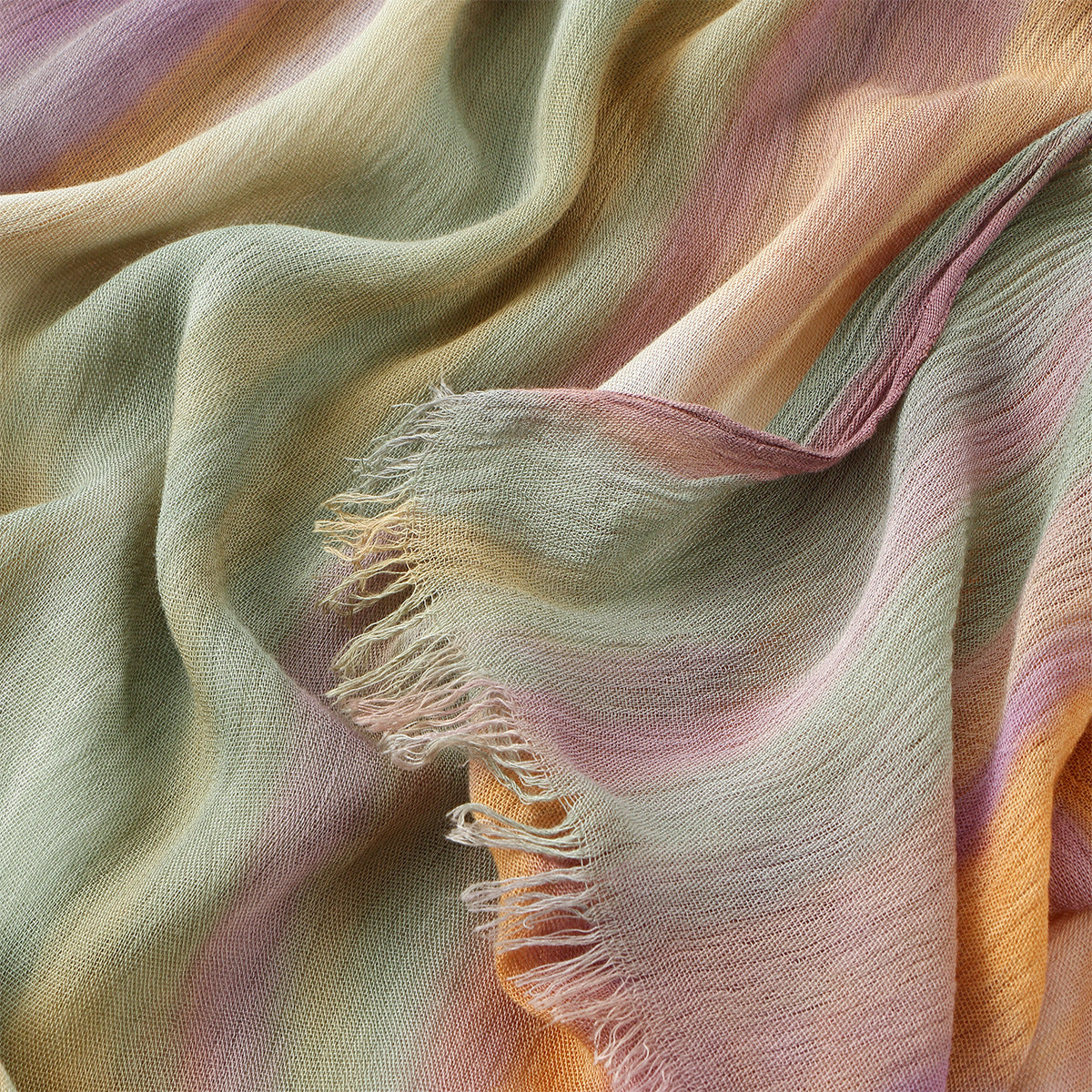 VE134  Ethnic Rainbow Tie-Dye Crinkle Rayon Hijab
