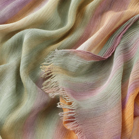 VE134  Ethnic Rainbow Tie-Dye Crinkle Rayon Hijab
