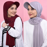 ER01  Solid color pearl scarf and cotton sports wind baseball cap One 2-piece cover scarf and hat instant hijab sport hijab