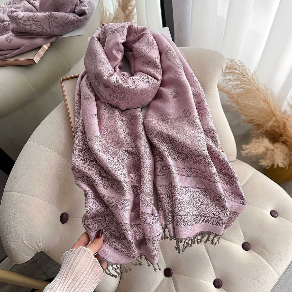 ZM001  Cashew Print Faux Cashmere Double-Sided Autumn Winter Scarf