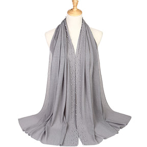 MSL021 pleated plain pearl chiffon hijab scarf