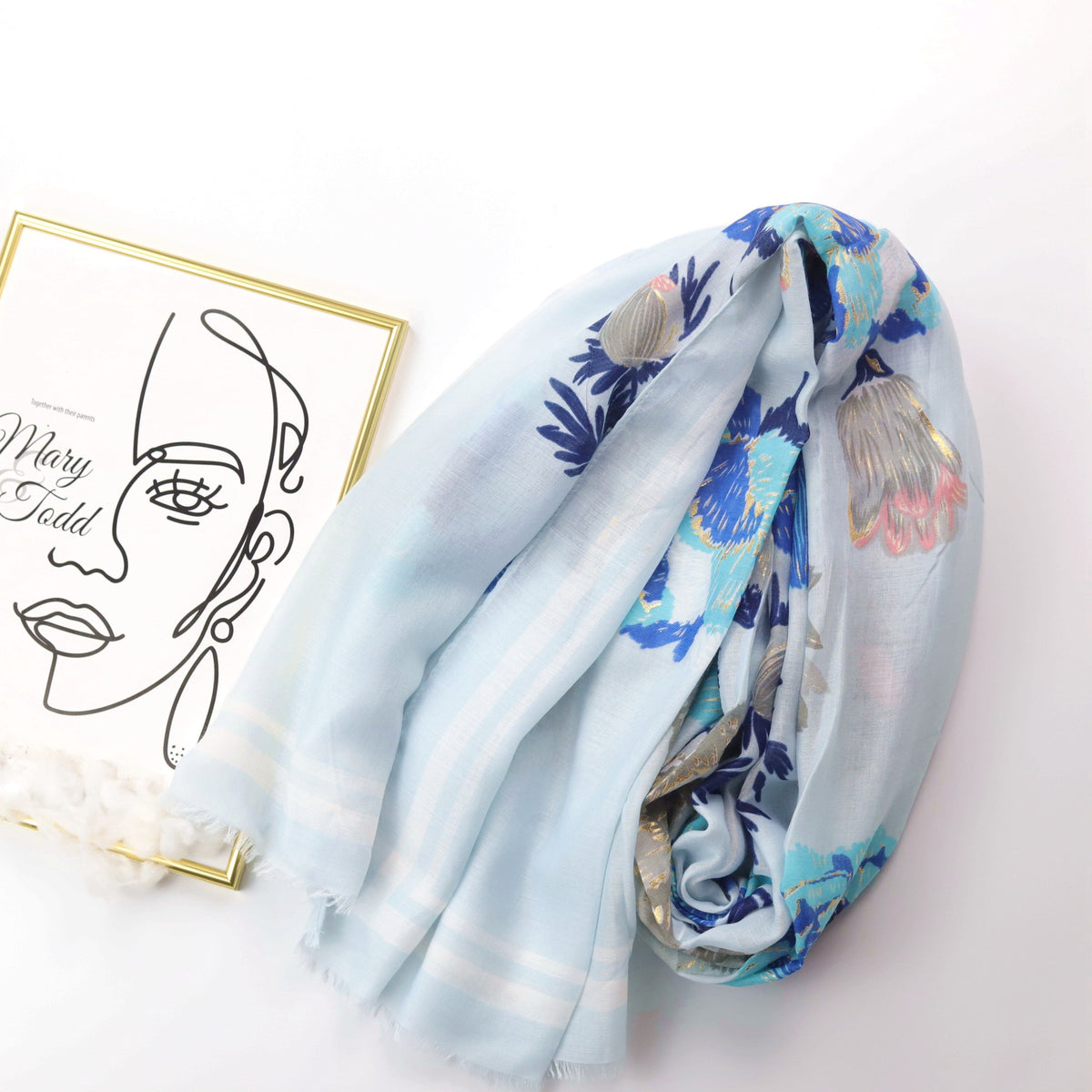 JY220704 stamping peony printed scarf