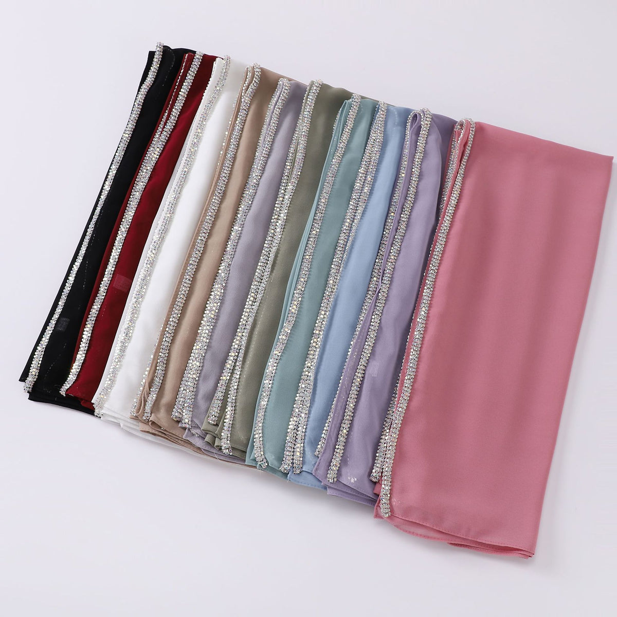 W-0109 plain chiffon hot stamping dimond hijab scarf