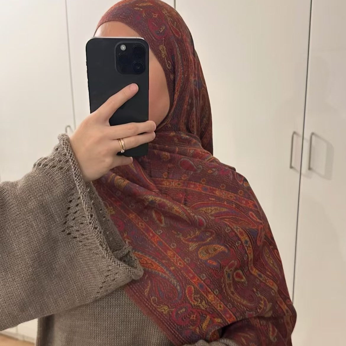 WJ046  Paisley Faux Cashmere Tassel Layering Scarf
