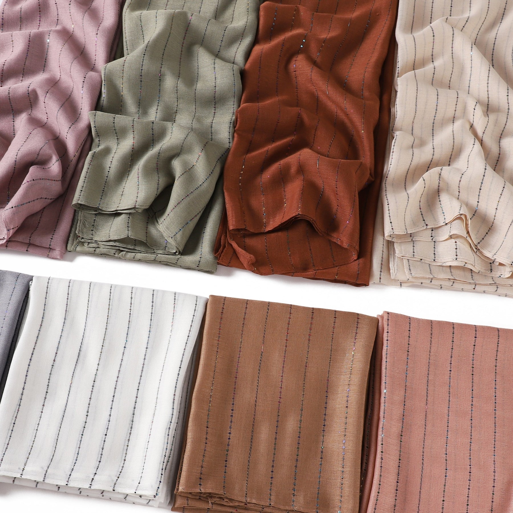 YZ328  Striped Colorful Sequin Cotton Linen Hijab