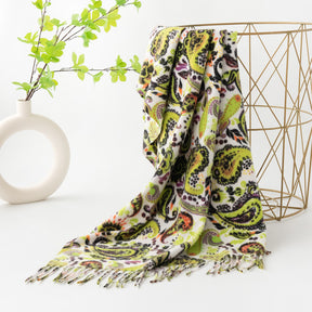 FH24-5769 Soft and warm cashmere-like cashew flower print Polyester winter scarf