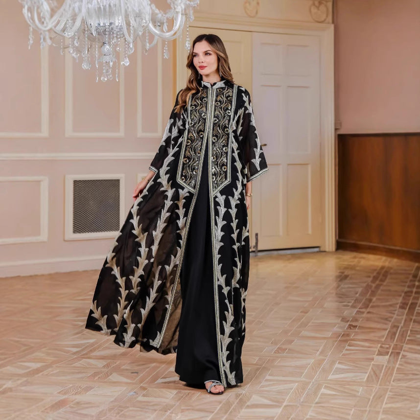 SMT094 Elegant mesh embroidered dress
