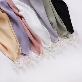 W-0038 90*90 plain pearl chiffon kerchief hijab scarf