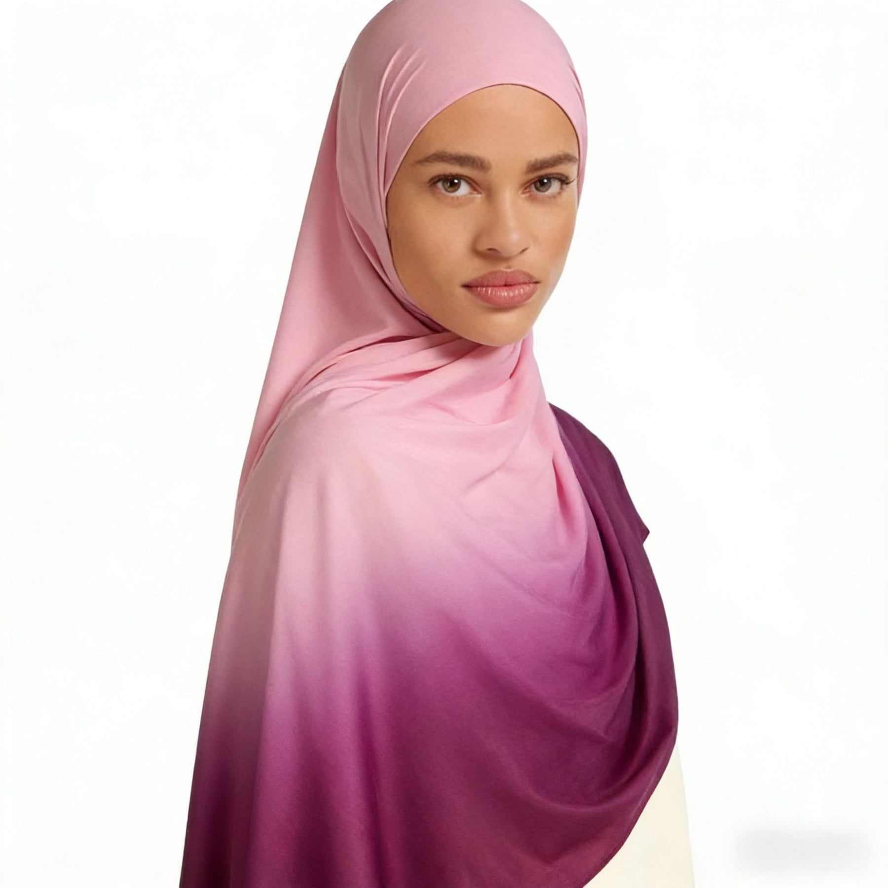 YTHBJB  Gradient Liquid Jersey Hijab, Ombre Knit Headscarf, Soft Fluid Wrap