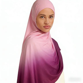 YTHBJB  Gradient Liquid Jersey Hijab, Ombre Knit Headscarf, Soft Fluid Wrap