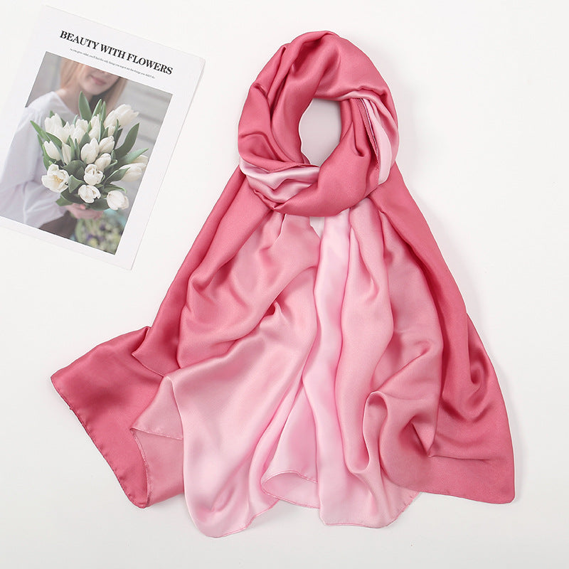 ZS150 gradation color satin silk hijab scarf