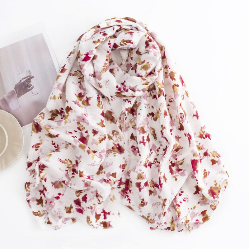 FH23-5413 floral printed winter scarf