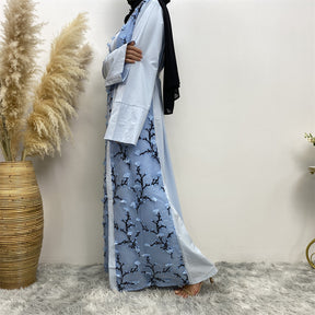 1789 Floral embroidery muslim abaya dress