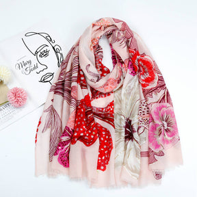 JY220101 Big king flower printed scarf