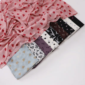 W-0022  Ditsy Floral Printed Pearl Chiffon Hijab