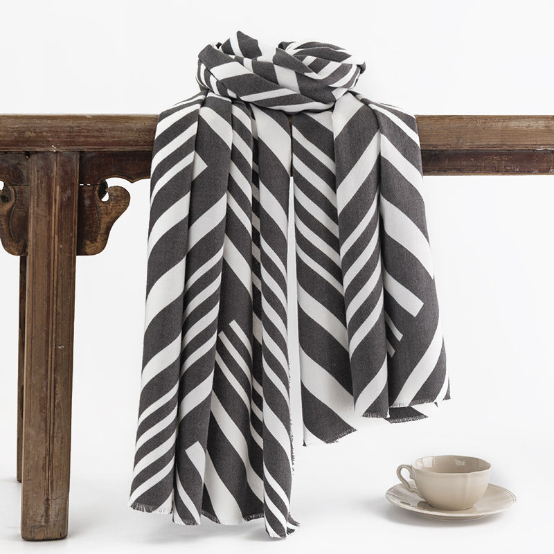 FH23-5115 zebra print printed winter scarf