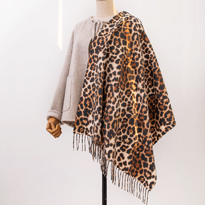FH24-5870  Faux cashmere leopard print scarf