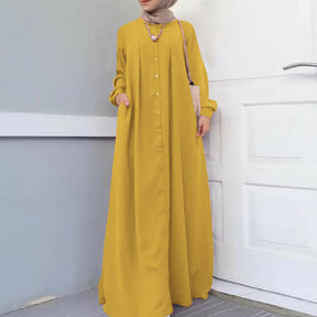 8026 solid color Large size muslim abaya dress