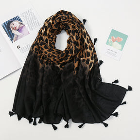 XB001 Cotton and linen hijab printed tassel scarf