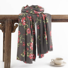 FH23-5111 Flowers printed winter scarf