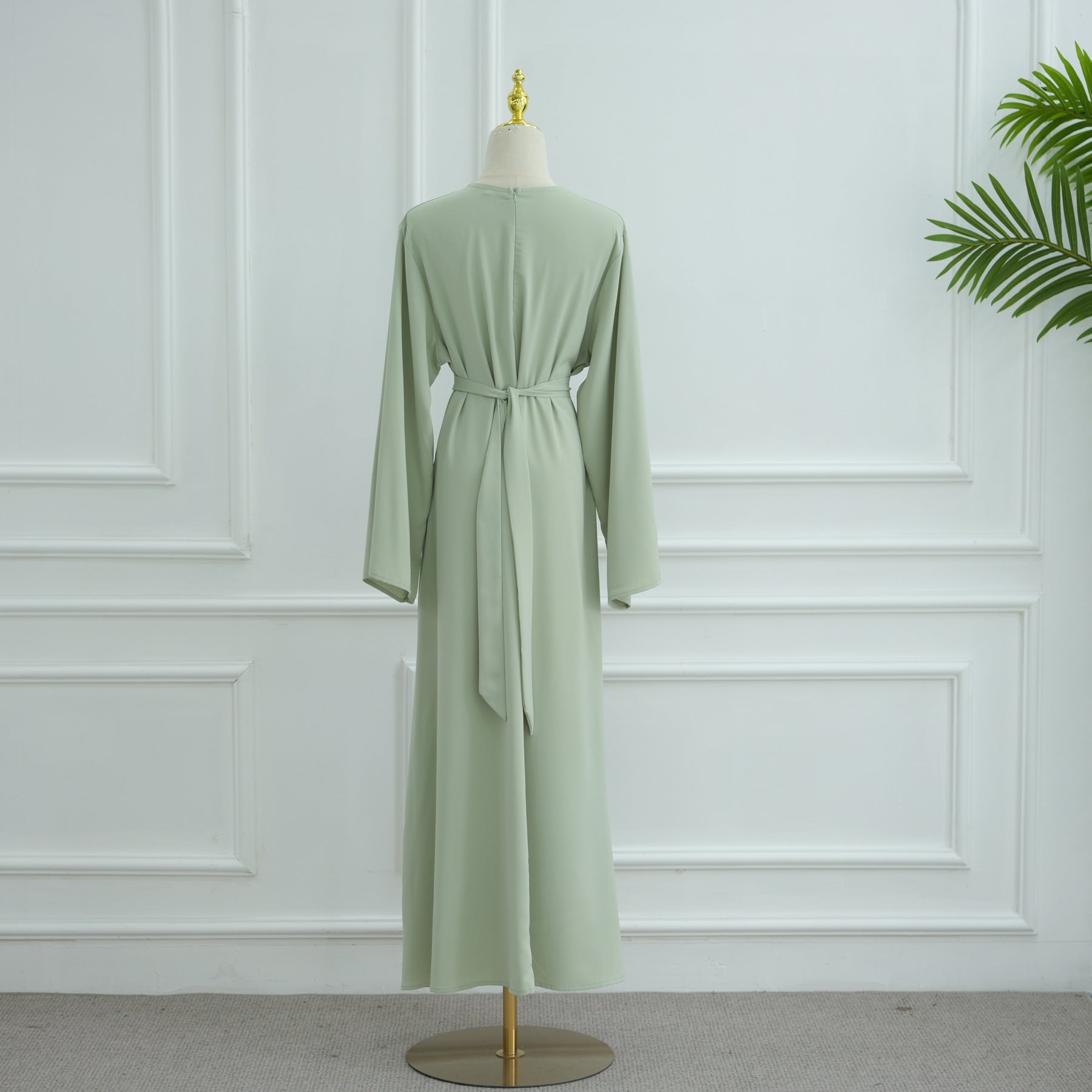 LR1046  Plain Tie-Waist Nida Dress