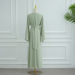 LR1046  Plain Tie-Waist Nida Dress