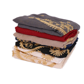 VS089 embroidery Cashew nut flower cotton hijab scarf