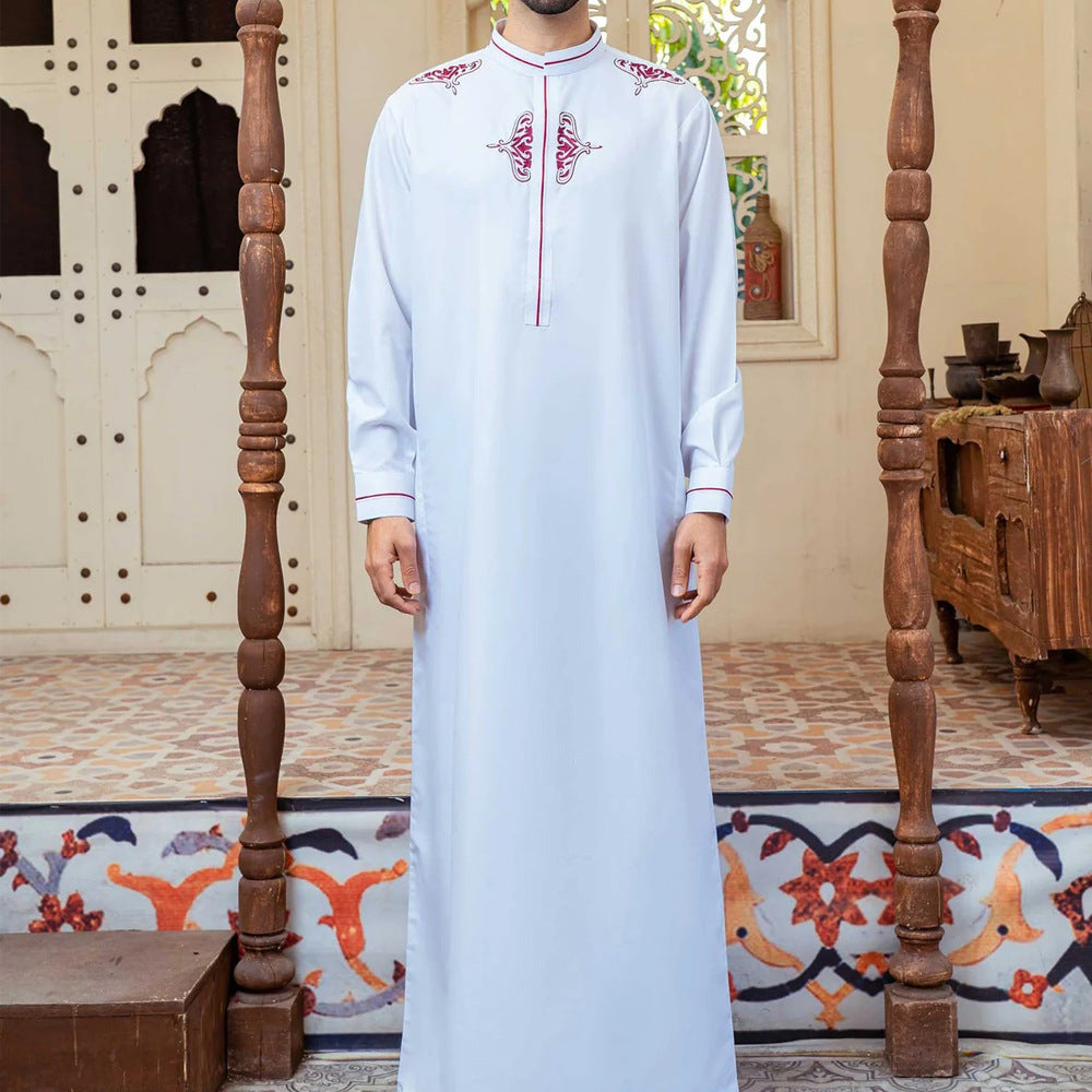 jl11 Foreign trade Muslim long-sleeved embroidered ethnic style Arab robe men's robes  abaya