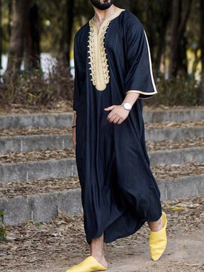 jl05 Foreign trade Muslim long-sleeved embroidered ethnic style Arab robe men's robes  abaya