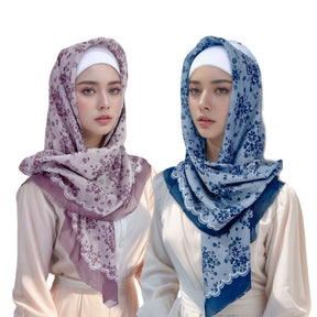 WJA280  Lace Bali Print High Quality Sun Protection Headscarf Indonesian Headscarf Scarf