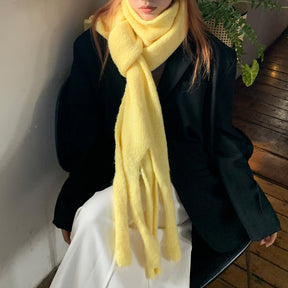 TLQHZZ-047 solid color Large tassel winter scarf