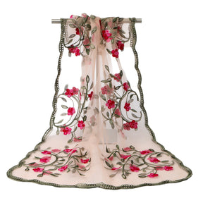 VE154  Nylon Embroidered Breathable Lightweight Hijab