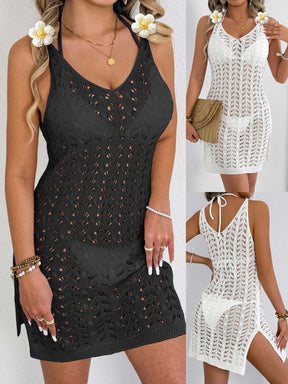 Z105101  Hollow strap hand-crocheted flower patchwork dress