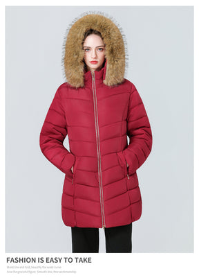 YAXF-8809  Women's Mid-Length Slim Winter Cotton-Padded Puffer Jacket